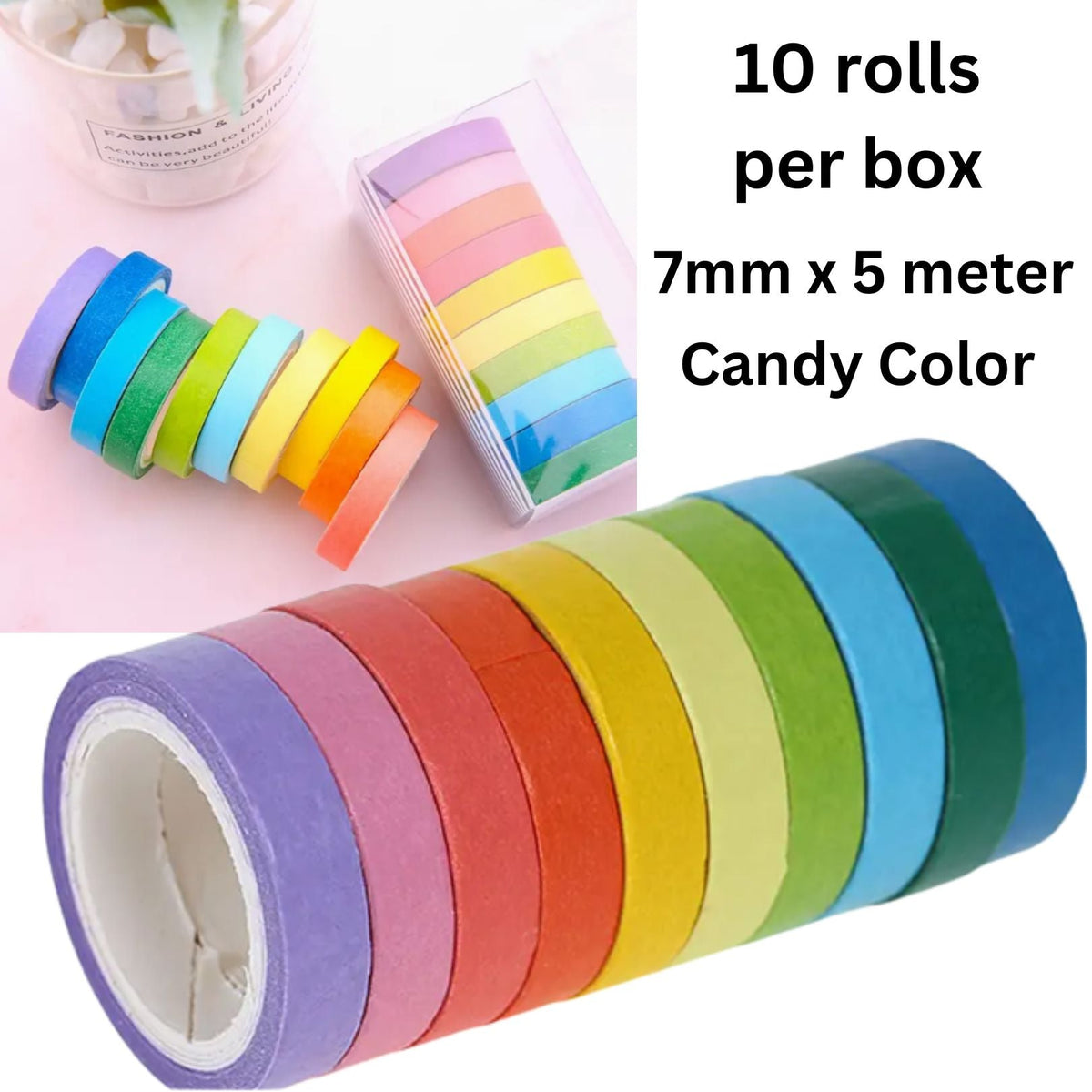 12 Rolls Hand Account Tape Rainbow Scrapbooking Tape Gradient Washi Tape