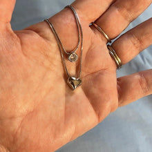 Load image into Gallery viewer, Brad's Deal Double Pendant, Rounded Silver Small Heart and CZ Choker Necklace - Blessed Be Boutique