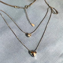Load image into Gallery viewer, Brad's Deal Double Pendant, Rounded Silver Small Heart and CZ Choker Necklace - Blessed Be Boutique