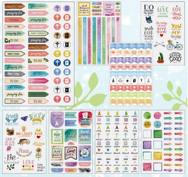 My Strength Faith Sticker Sheets, Christian Planner Stickers