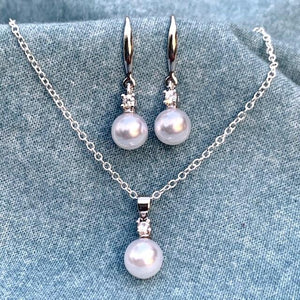 Pearl and CZ Necklace and Earrings Set - Blessed Be Boutique