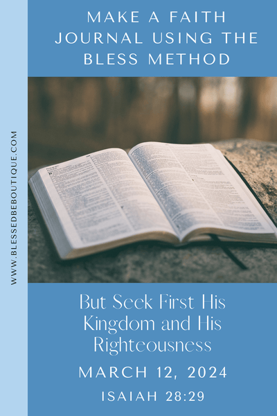 But Seek First His Kingdom and His Righteousness