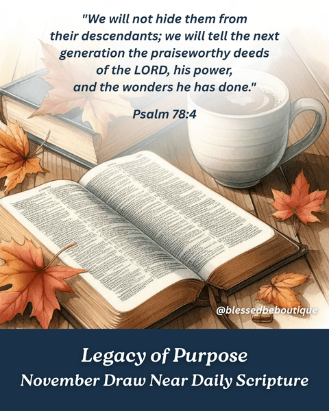 “We will not hide them from their descendants; we will tell the next generation the praiseworthy deeds of the Lord" ~Psalm 78:4