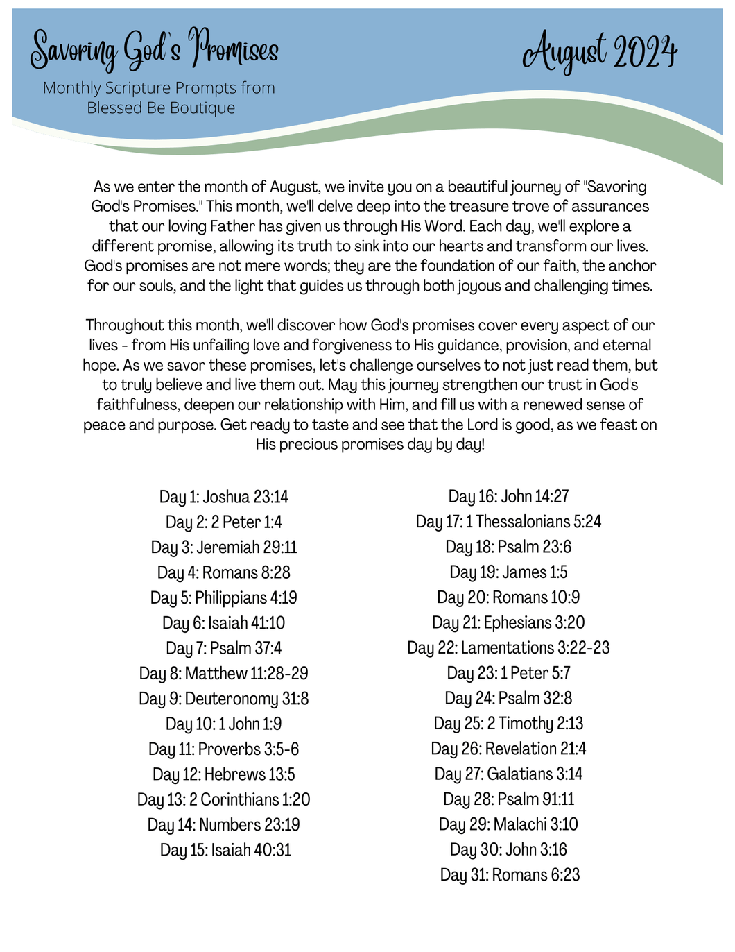August Scripture Page 2024 August Scripture Journaling Prompts Digital Download – Blessed Be ...
