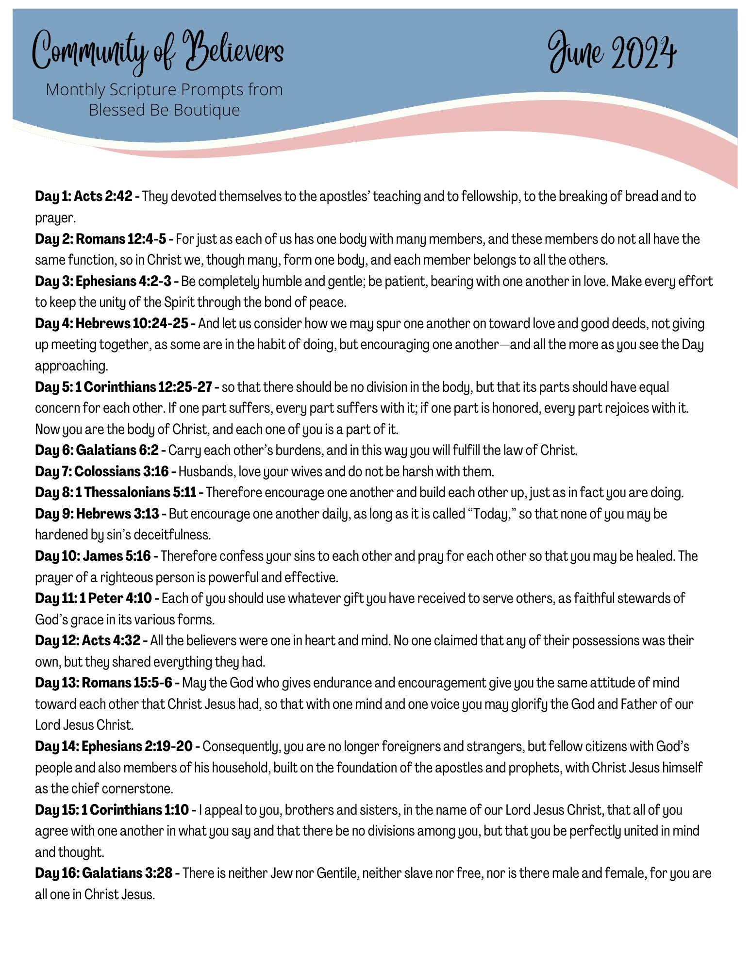 Blessed Boutique Scripture Writing.pdf 2024 June Scripture Journaling Prompts Digital Download – Blessed Be ...