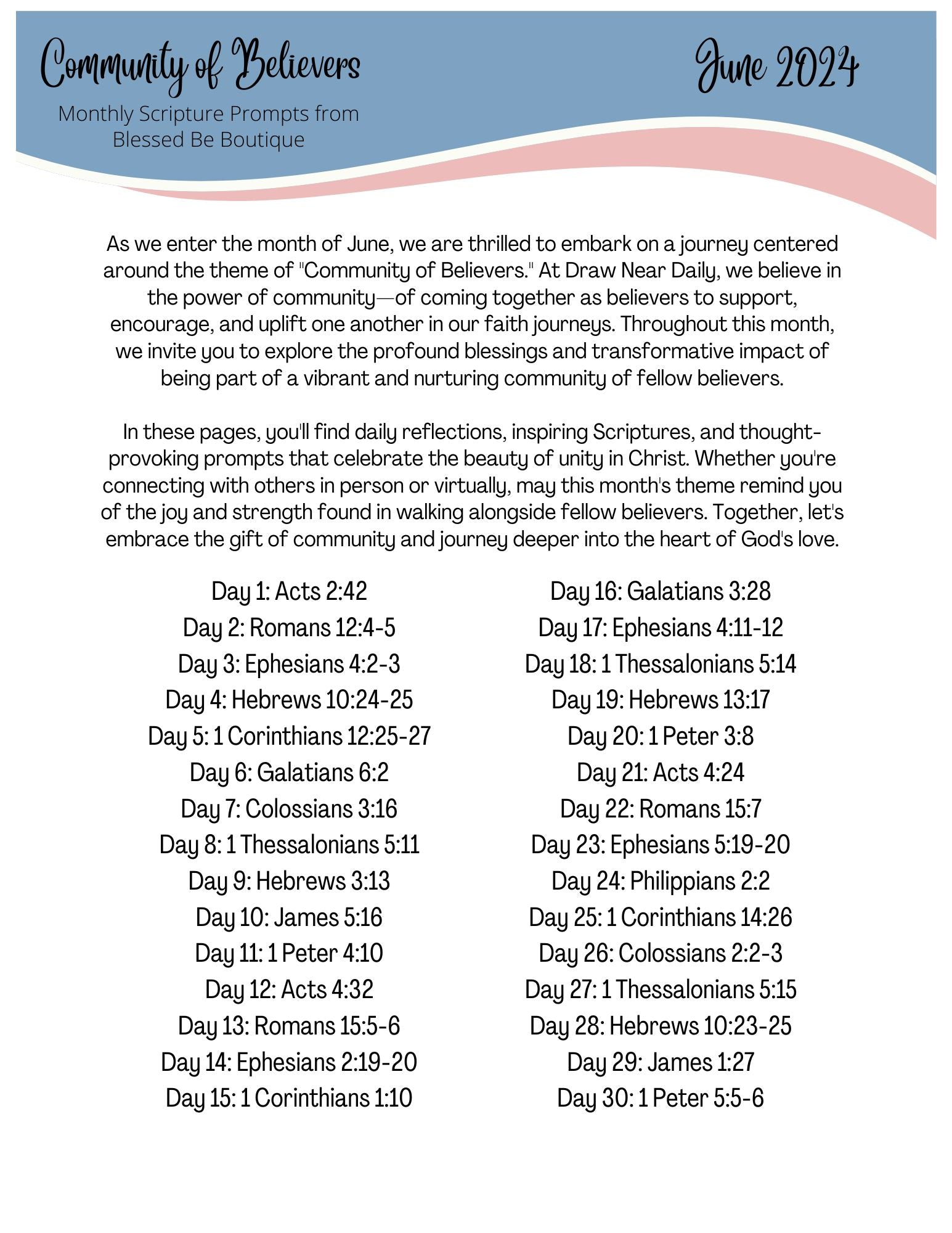 2024 June Scripture Journaling Prompts Digital Download – Blessed Be ...