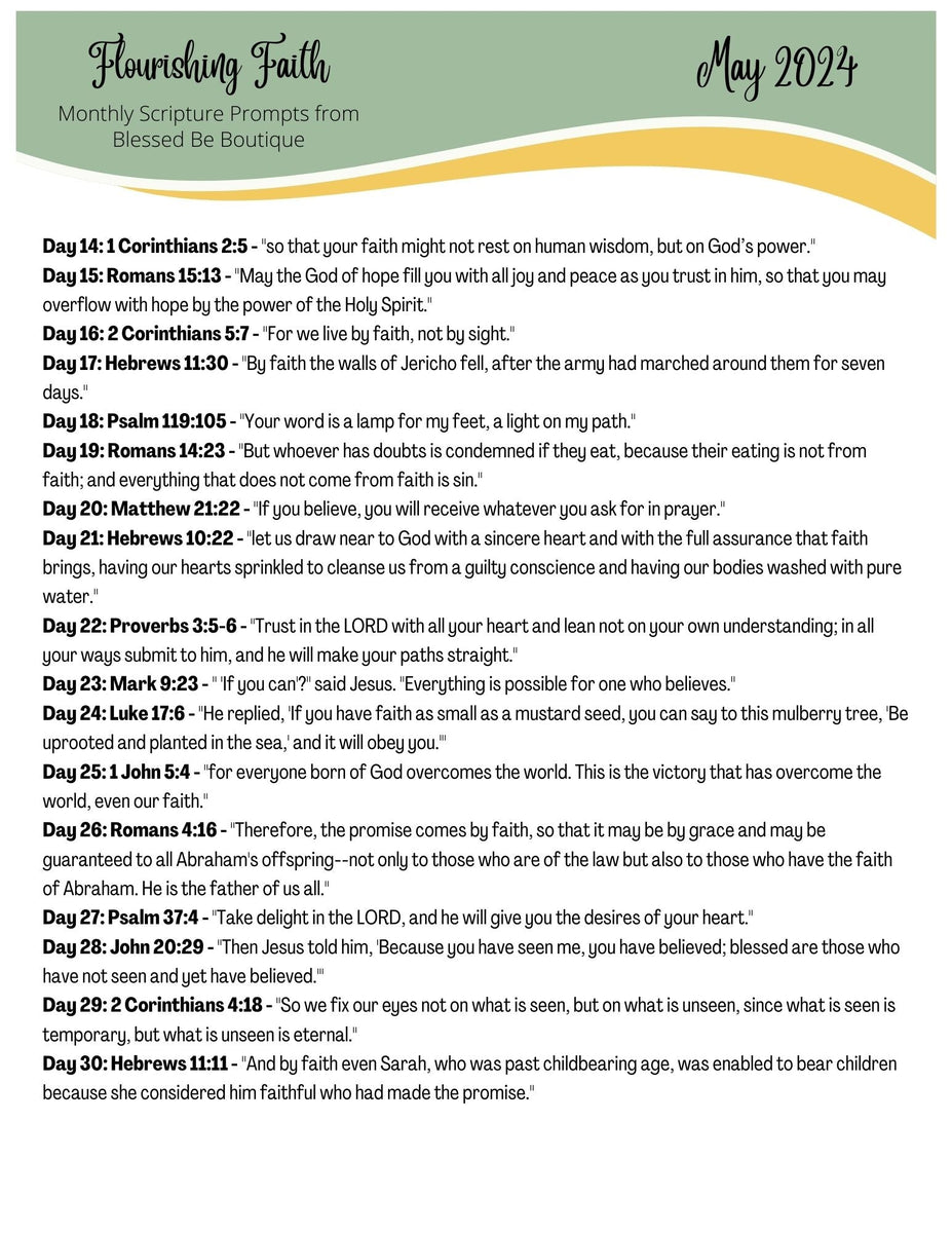 2024 May Scripture Journaling Prompts - Mailed Copies – Blessed Be Boutique