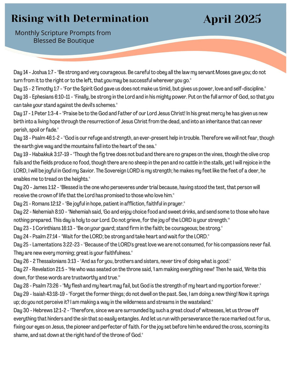 April Newsletter Scripture 2025 April Scripture Journaling Prompts - Mailed Copies – Blessed Be ...