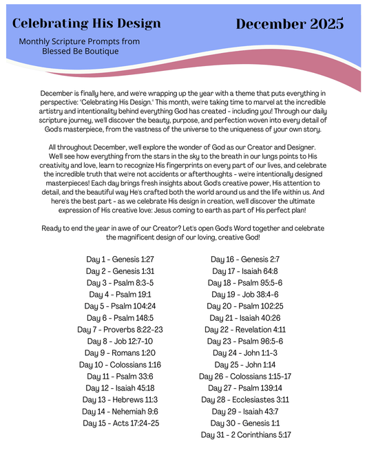 2025 December Scripture Journaling Prompts Digital Download - FREE - Blessed Be Boutique