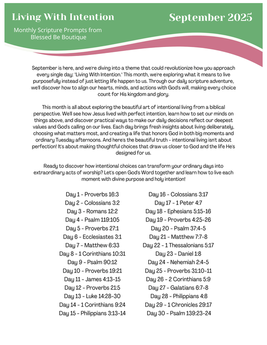2025 September Scripture Journaling Prompts - Mailed Copies - Blessed Be Boutique