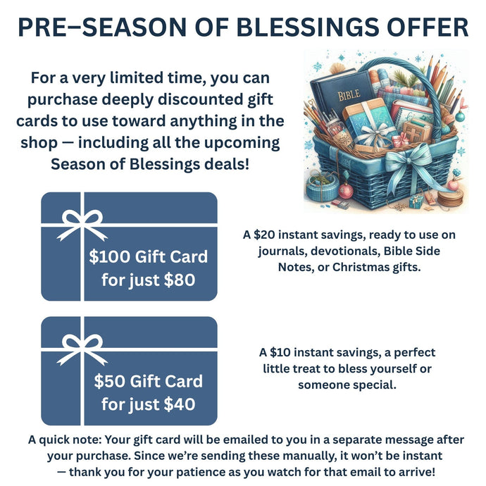 PRE–SEASON OF BLESSINGS OFFER ON GIFT CARDS - Blessed Be Boutique