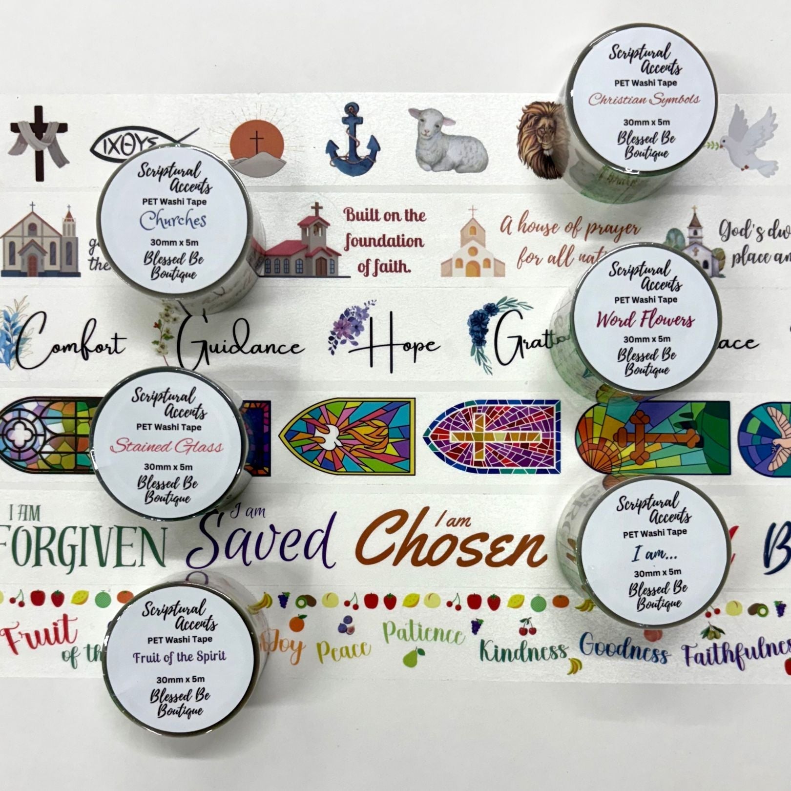 Scriptural Accents Premium PET Tape - Blessed Be Boutique