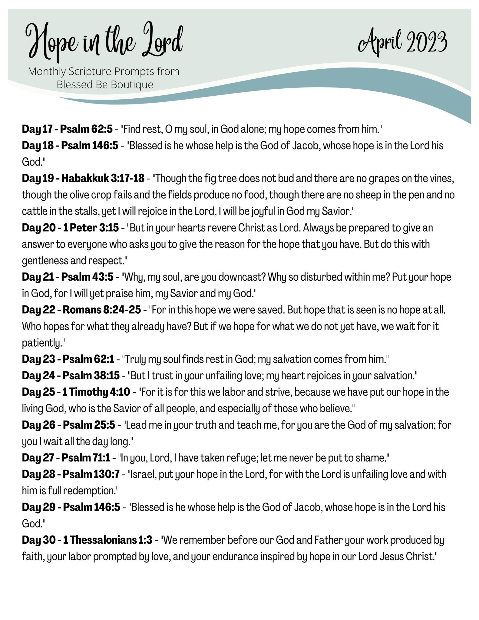 April Newsletter Scripture 2023 April Scripture Journaling Prompts Digital Download – Blessed Be ...