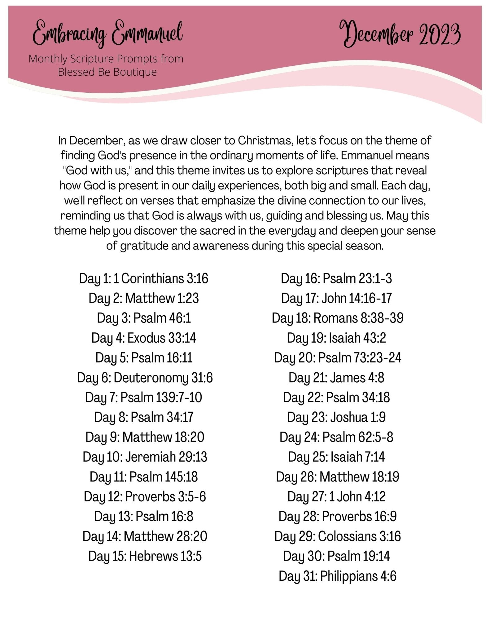 Blessed Boutique Scripture Writing.pdf 2023 December Scripture Journaling Prompts Digital Download – Blessed ...