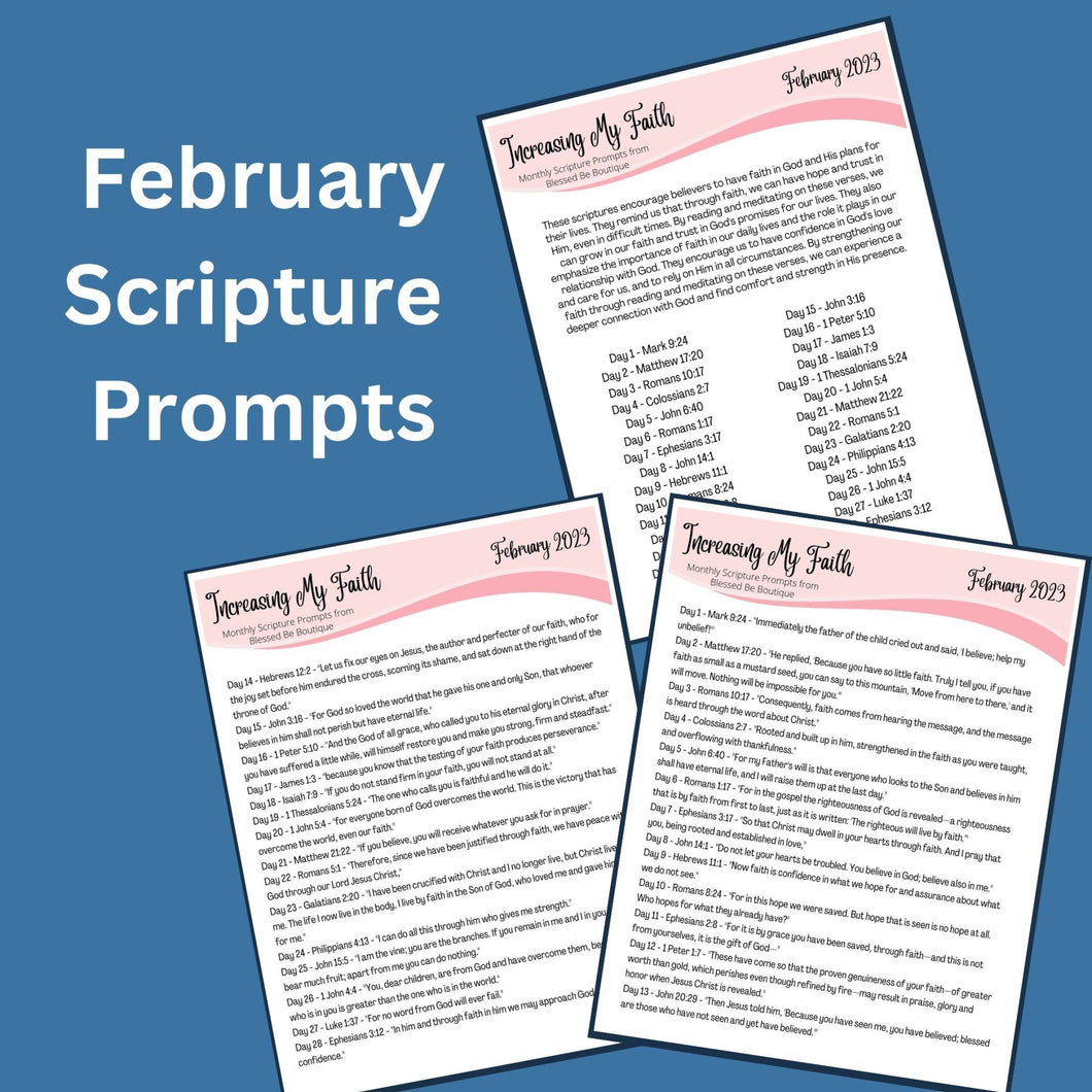 2023 February Scripture Journaling Prompts Digital Download - Blessed Be Boutique
