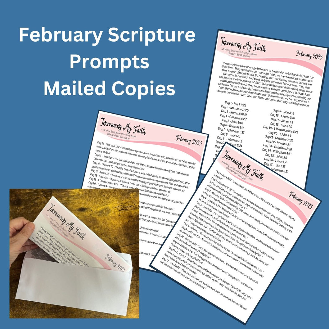 2023 February Scripture Journaling Prompts - Mailed Copies - Blessed Be Boutique