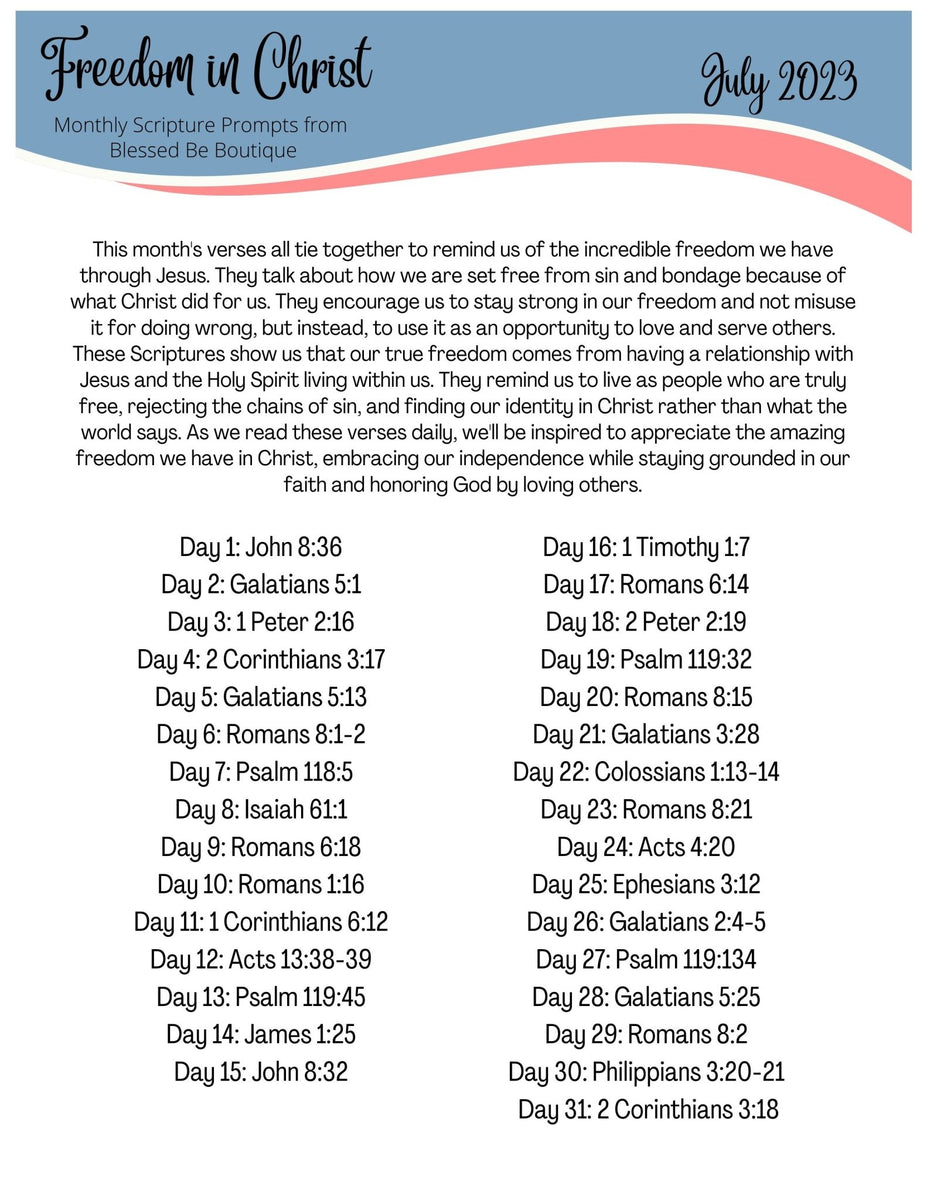 2023 July Scripture Journaling Prompts Digital Download – Blessed Be ...
