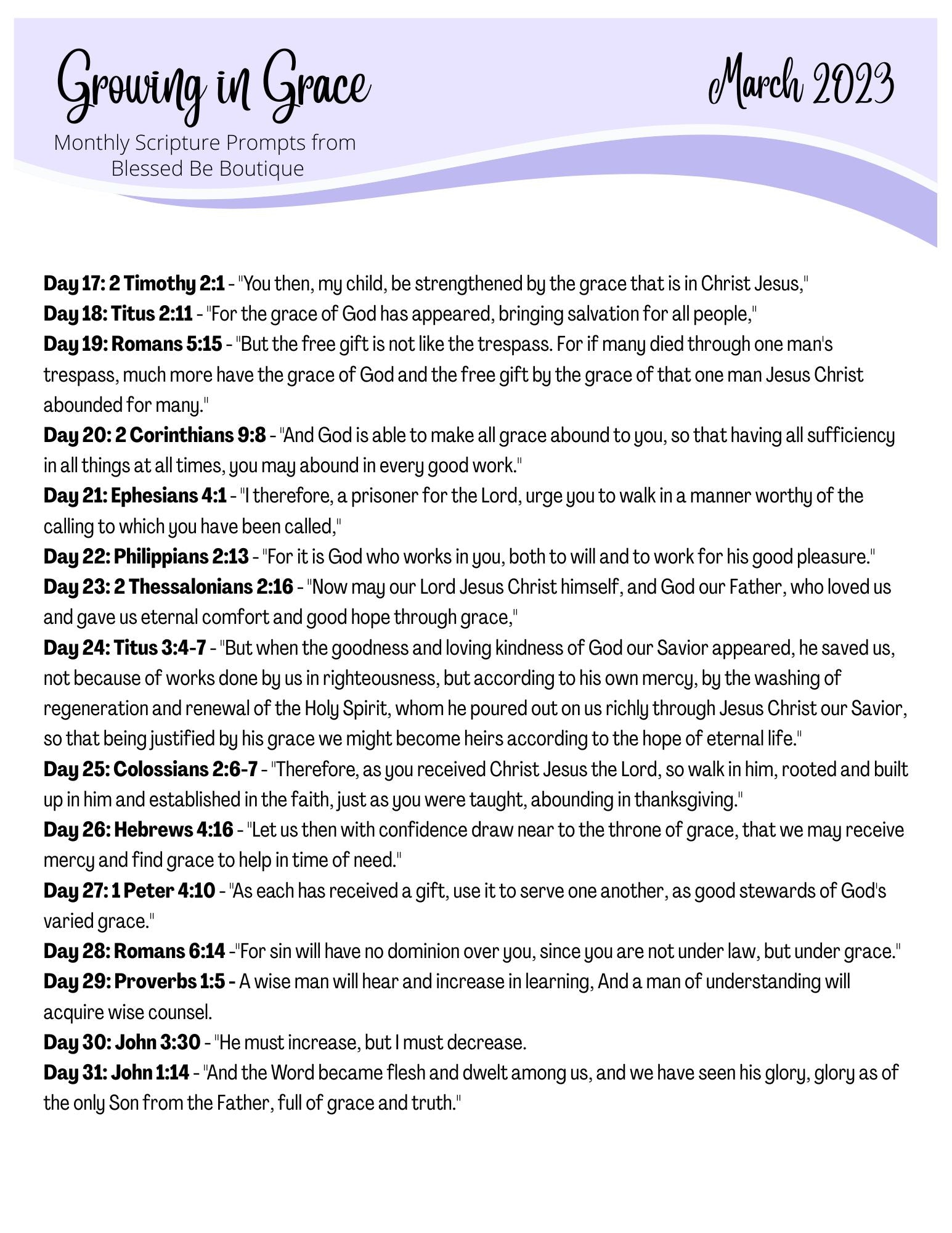 Blessed Boutique Scripture Writing.pdf 2023 March Scripture Journaling Prompts Digital Download – Blessed Be ...