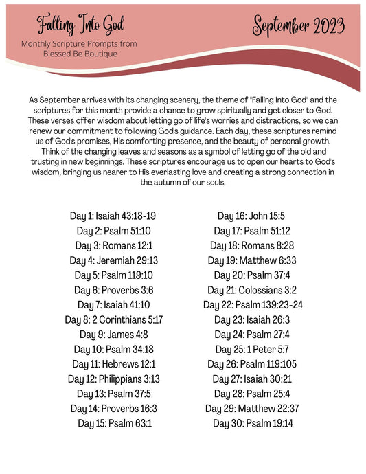 2023 September Scripture Journaling Prompts Digital Download - Blessed Be Boutique
