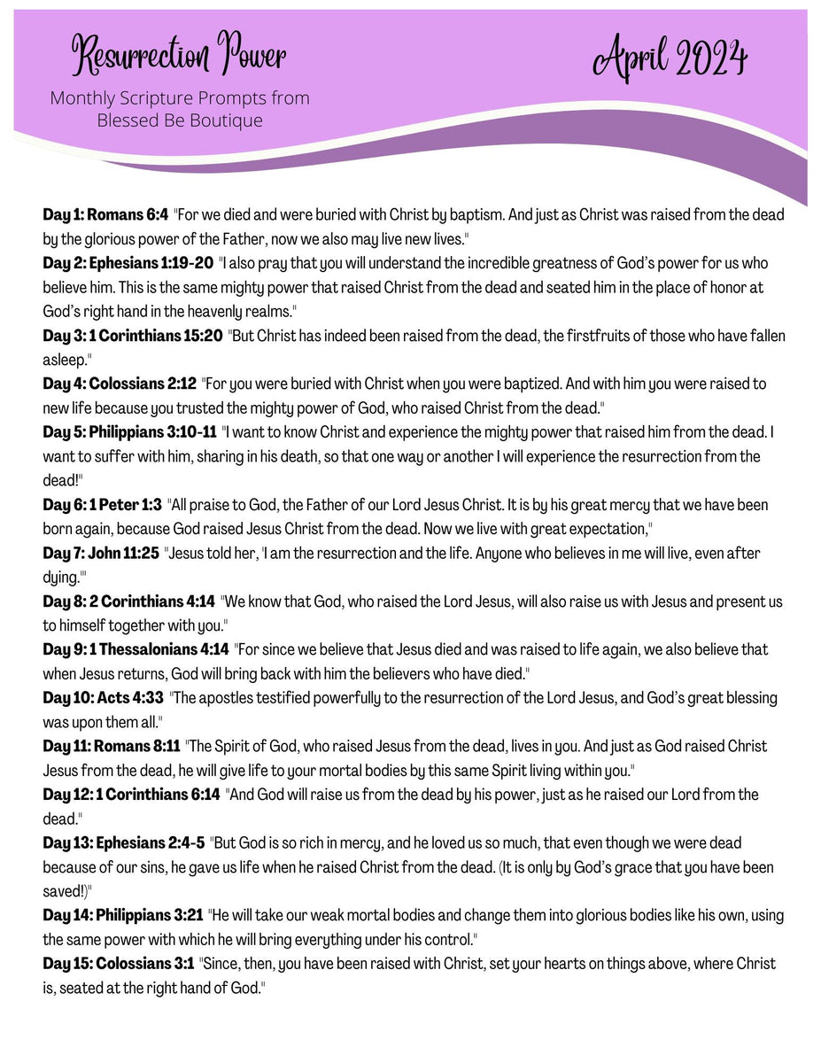 2024 April Scripture Journaling Prompts Digital Download – Blessed Be ...