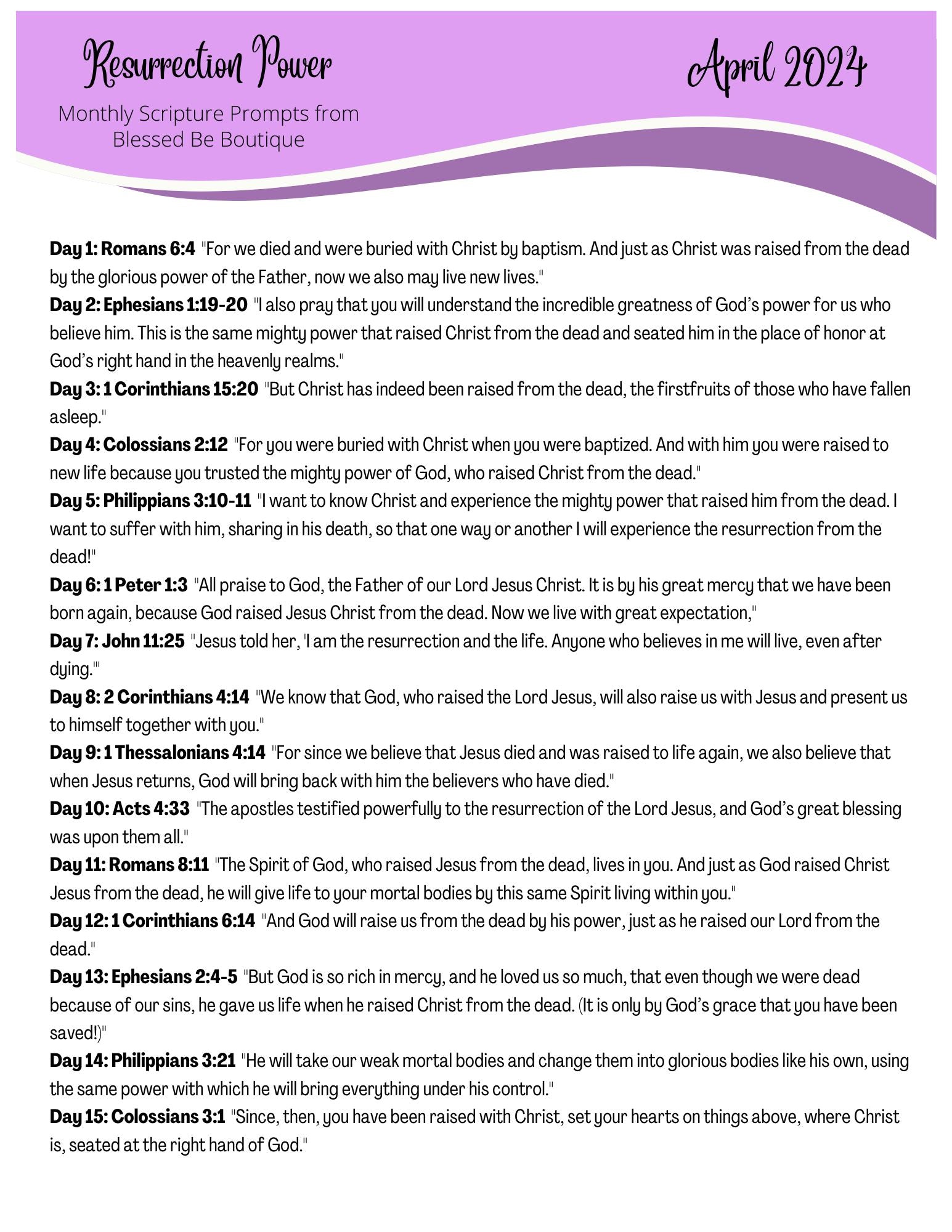 April Newsletter Scripture 2024 April Scripture Journaling Prompts - Mailed Copies – Blessed Be ...