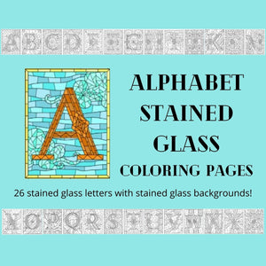 Alphabet Stained Glass Coloring Pages - Blessed Be Boutique