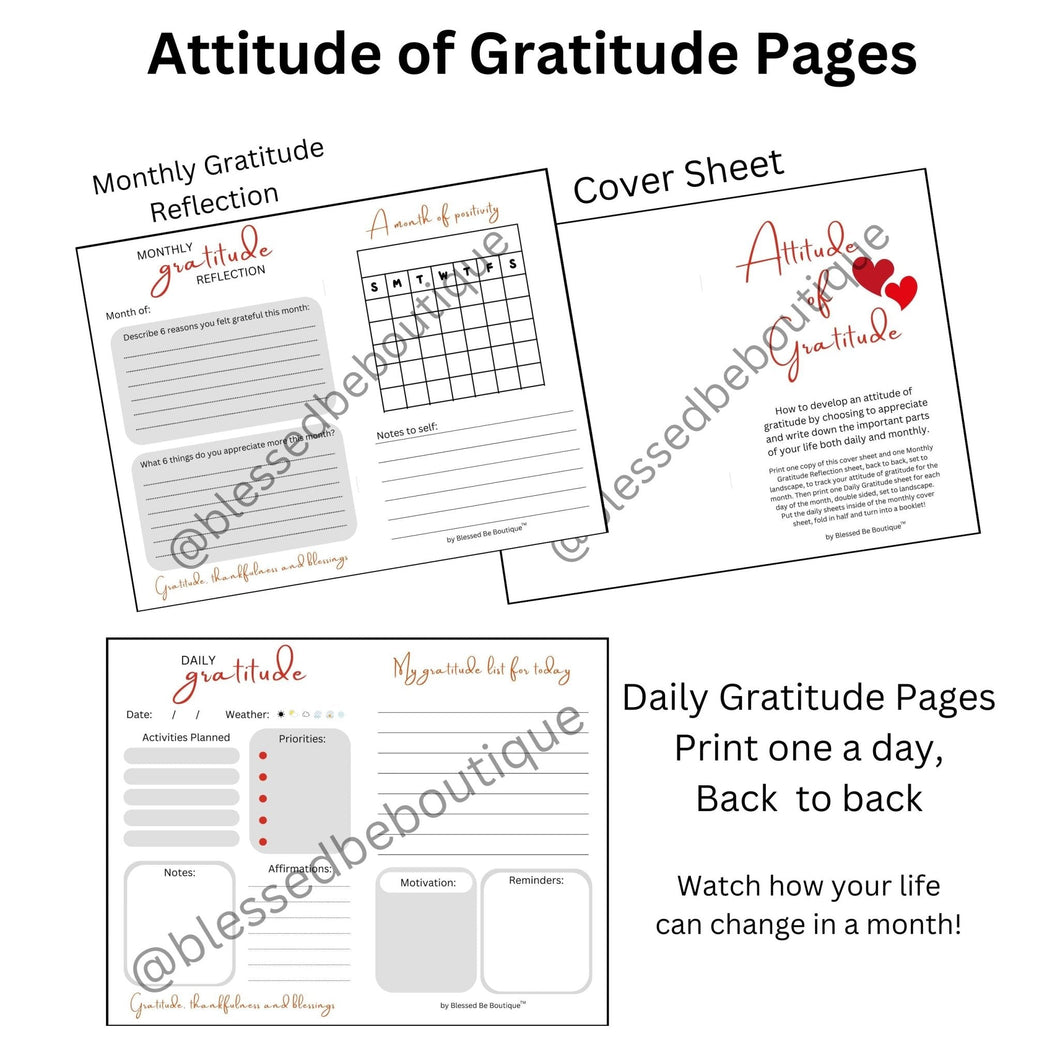 Attitude of Daily Gratitude Digital Download Pages - Blessed Be Boutique