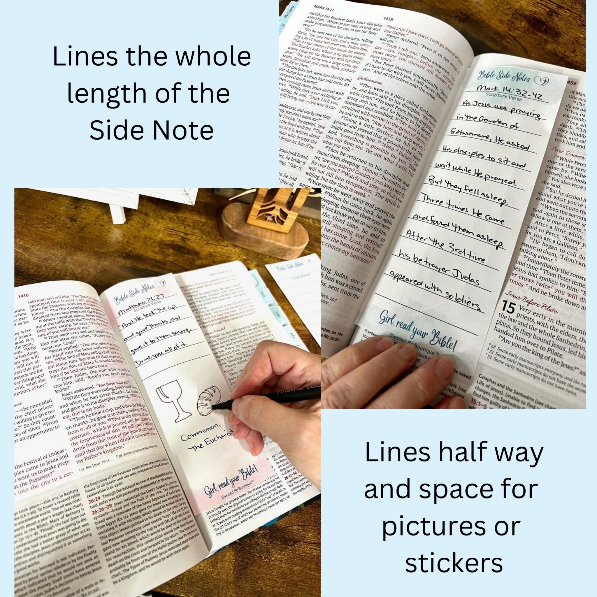 Green Bible Side Notes W/ Lines Bible Post-it Notes Bible Sticky Notes  Christian Gifts Bible Study Bible Journaling Tool 