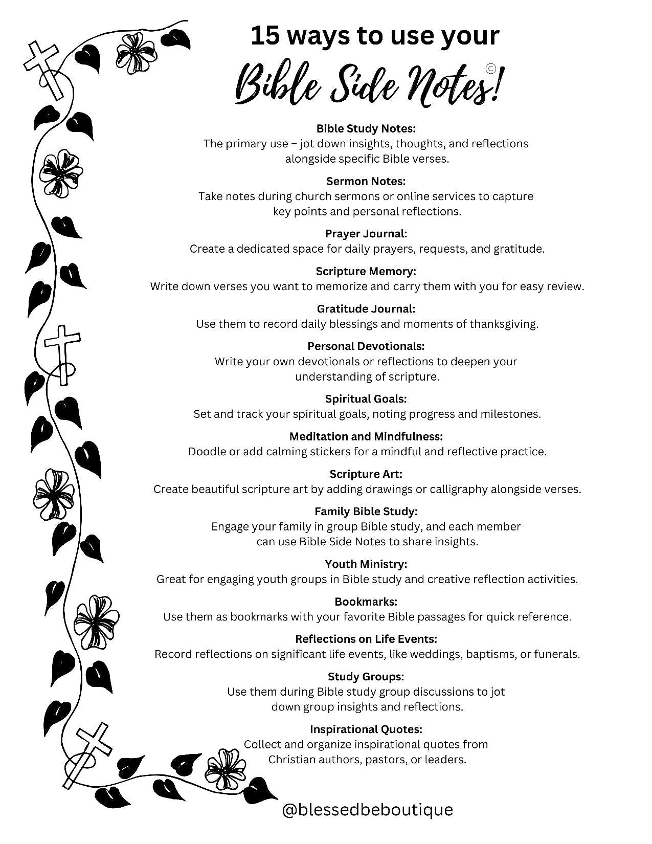Bible Side Notes Handout – Blessed Be Boutique