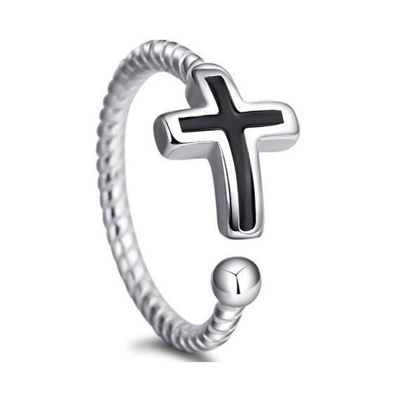 Black and Silver Cross Ring - Blessed Be Boutique