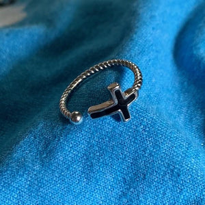 Black and Silver Cross Ring - Blessed Be Boutique