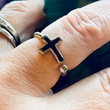Load image into Gallery viewer, Black and Silver Cross Ring - Blessed Be Boutique