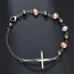 Brad's Deal Cross Bracelet, Silver Sideways - Blessed Be Boutique