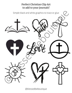 Christian Clip Art Pages for Journaling, Digital Download - Blessed Be Boutique