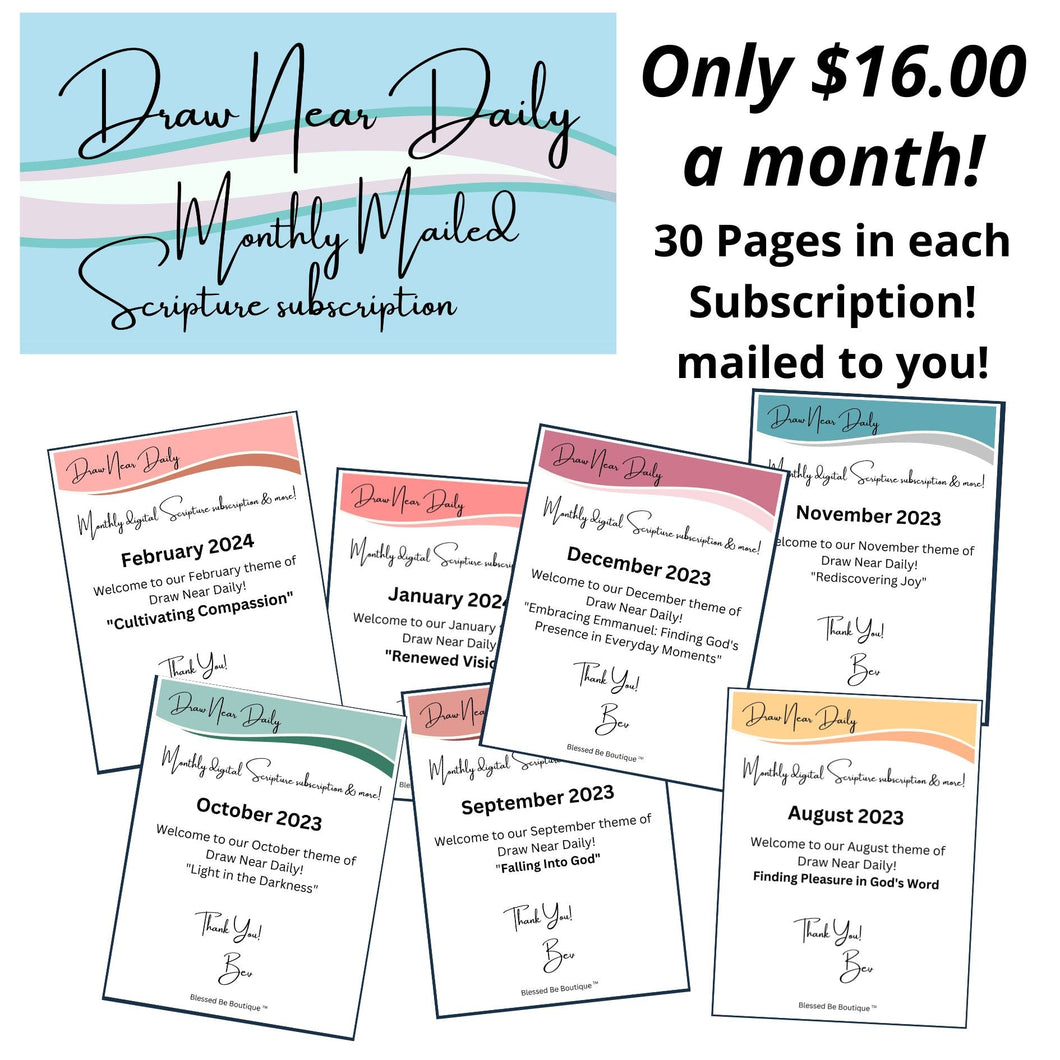 Draw Near Daily Monthly Christian Scripture Subscription MAILED VERSION - Blessed Be Boutique