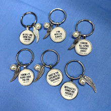 Load image into Gallery viewer, Faith Glass Dome Key Rings - 6 Scriptures - Blessed Be Boutique