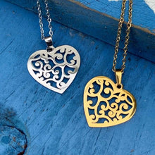 Load image into Gallery viewer, Filigree Heart in Silver or Gold - Blessed Be Boutique