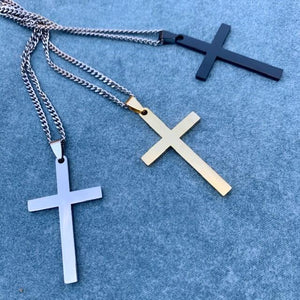 Gold, Silver or Black Cross Statement Necklace - Blessed Be Boutique