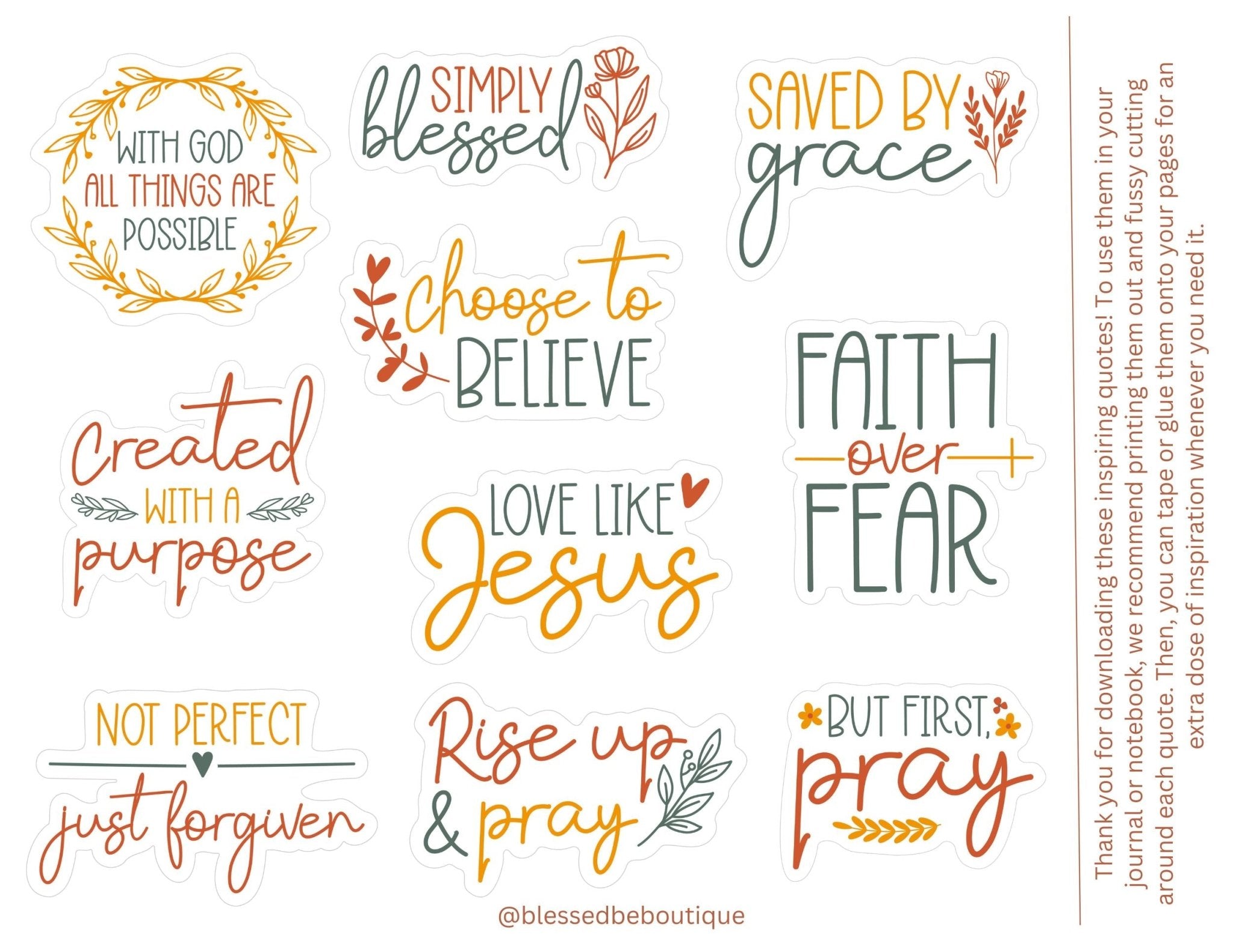 Motivational Stickers to Print – Blessed Be Boutique