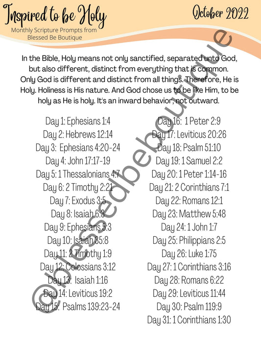 October 2022 Scripture Journaling Prompts - Blessed Intentions - Blessed Be Boutique