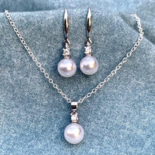 Load image into Gallery viewer, Pearl and CZ Necklace and Earrings Set - Blessed Be Boutique