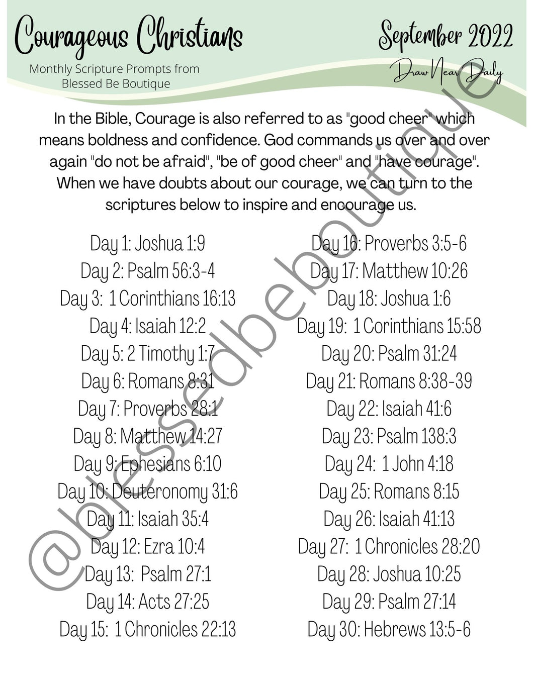 September 2022 Scripture Journaling Prompts - Blessed Intentions - Blessed Be Boutique