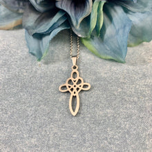 Load image into Gallery viewer, Silver Stainless Steel Celtic Cross with Heart Center - Blessed Be Boutique