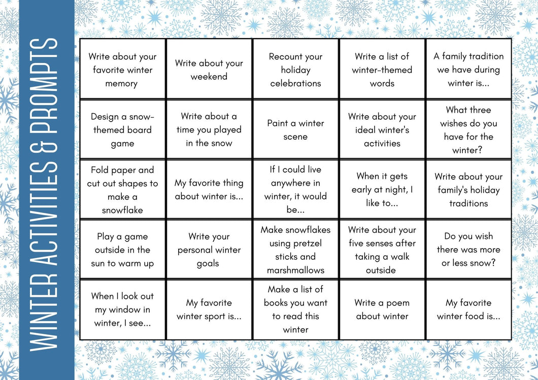 Winter Activities and Prompts - Blessed Be Boutique